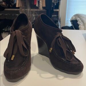 BCBGMaxAzria Brown Suede Wedge Shoes